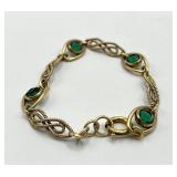 Bracelet - Rose Gold/Green Gem Link, 7 inches long