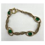 Bracelet - Rose Gold/Green Gem Link, 7 inches long