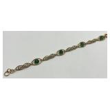 Bracelet - Rose Gold/Green Gem Link, 7 inches long