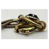 Bracelet - Rose Gold/Green Gem Link, 7 inches long