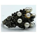 Sterling Pearl Ring - Pearl Cluster, Size 7