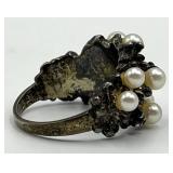 Sterling Pearl Ring - Pearl Cluster, Size 7