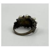 Sterling Pearl Ring - Pearl Cluster, Size 7