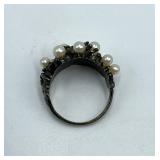 Sterling Pearl Ring - Pearl Cluster, Size 7