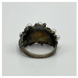 Sterling Pearl Ring - Pearl Cluster, Size 7