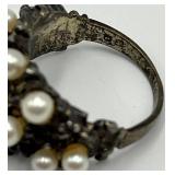 Sterling Pearl Ring - Pearl Cluster, Size 7