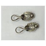 Lois Hill Silver Filigree Earrings - Openwork Leaf Design, 0.75 x 0.5 in