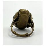 Ring - Purple Gem Adjustable, 1 X 0.75 Inch Stone, Gold-Tone Ornate Setting