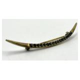 Moon Crescent Brooch - 2.5 x 0.5 in - Gold-Tone with Green Gemstones