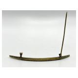 Moon Crescent Brooch - 2.5 x 0.5 in - Gold-Tone with Green Gemstones