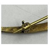 Moon Crescent Brooch - 2.5 x 0.5 in - Gold-Tone with Green Gemstones