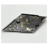 925 Sterling Silver Geometric Brooch Pin - 2.5 x 1.5 in