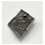 925 Sterling Silver Geometric Brooch Pin - 2.5 x 1.5 in