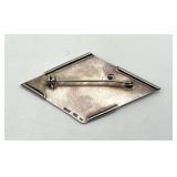925 Sterling Silver Geometric Brooch Pin - 2.5 x 1.5 in