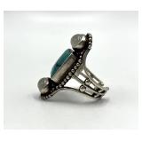 SAJEN 925 Turquoise Adjustable Ring - Front 1.5 x 0.75 in
