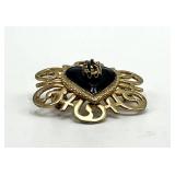 Enamel Heart Brooch - Gold-Tone with Crystal Accents, 1 x 1 in