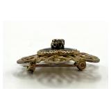 Enamel Heart Brooch - Gold-Tone with Crystal Accents, 1 x 1 in