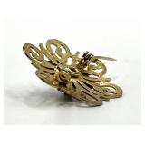 Enamel Heart Brooch - Gold-Tone with Crystal Accents, 1 x 1 in