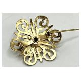 Enamel Heart Brooch - Gold-Tone with Crystal Accents, 1 x 1 in