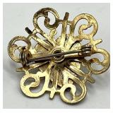 Enamel Heart Brooch - Gold-Tone with Crystal Accents, 1 x 1 in