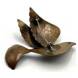Francisco Rebajes Modernist Copper Bird Brooch - 2 in x 2.25 in x 0.5 in