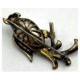 Parrot Brooch Pin - Gold-Tone with Pearl Body, Green Eye Gem, 1.75 x 1 x 0.75 in