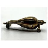 Parrot Brooch Pin - Gold-Tone with Pearl Body, Green Eye Gem, 1.75 x 1 x 0.75 in