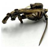 Parrot Brooch Pin - Gold-Tone with Pearl Body, Green Eye Gem, 1.75 x 1 x 0.75 in