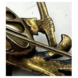 Parrot Brooch Pin - Gold-Tone with Pearl Body, Green Eye Gem, 1.75 x 1 x 0.75 in
