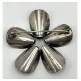 Sterling Silver Flower Brooch Pin - 1.75 in Diameter