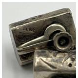 Sterling Silver Screw-Back Earrings Pair - Hammered Cylinders, 0.75in L x 0.5in W x 0.25in D