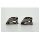 Clip-On Earrings - Sterling Denmark 0.75 x 0.5 in (Lot of 2)