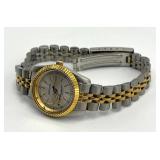 Gruen Precision Quartz Ladies Watch - Two-Tone Gold Bezel, Silver Dial