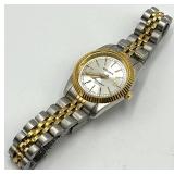 Gruen Precision Quartz Ladies Watch - Two-Tone Gold Bezel, Silver Dial