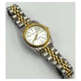 Gruen Precision Quartz Ladies Watch - Two-Tone Gold Bezel, Silver Dial