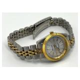Gruen Precision Quartz Ladies Watch - Two-Tone Gold Bezel, Silver Dial