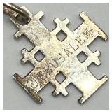 Sterling Silver 925 Jerusalem Cross Pendant Necklace, 12 in Chain, 1 in Pendant