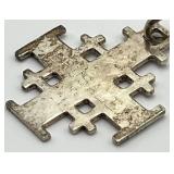 Sterling Silver 925 Jerusalem Cross Pendant Necklace, 12 in Chain, 1 in Pendant