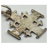 Sterling Silver 925 Jerusalem Cross Pendant Necklace, 12 in Chain, 1 in Pendant