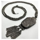 Etruscan Pocket Pendant Necklace - 33.5 in Chain, 7 x 2.5 in Pendant