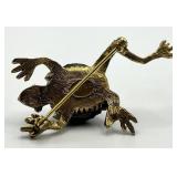 Jeanne Turtle Brooch - Gold Tone with Green Eye, 2.25 x 1 x 0.75 in