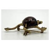 Jeanne Turtle Brooch - Gold Tone with Green Eye, 2.25 x 1 x 0.75 in