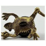Jeanne Turtle Brooch - Gold Tone with Green Eye, 2.25 x 1 x 0.75 in