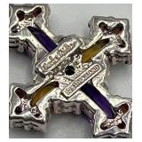 Sterling Silver 9-Inch Cross Pendant Necklace with Multicolor Gemstones (1 x 1 in Pendant)