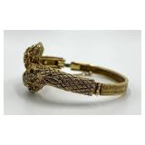 Arthur Pepper Double-Headed Snake Bracelet - Gold Tone with Turquoise Beads, 2.5 in Dia