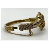 Arthur Pepper Double-Headed Snake Bracelet - Gold Tone with Turquoise Beads, 2.5 in Dia