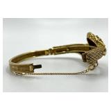 Arthur Pepper Double-Headed Snake Bracelet - Gold Tone with Turquoise Beads, 2.5 in Dia