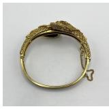 Arthur Pepper Double-Headed Snake Bracelet - Gold Tone with Turquoise Beads, 2.5 in Dia