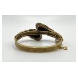 Arthur Pepper Double-Headed Snake Bracelet - Gold Tone with Turquoise Beads, 2.5 in Dia