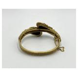 Arthur Pepper Double-Headed Snake Bracelet - Gold Tone with Turquoise Beads, 2.5 in Dia